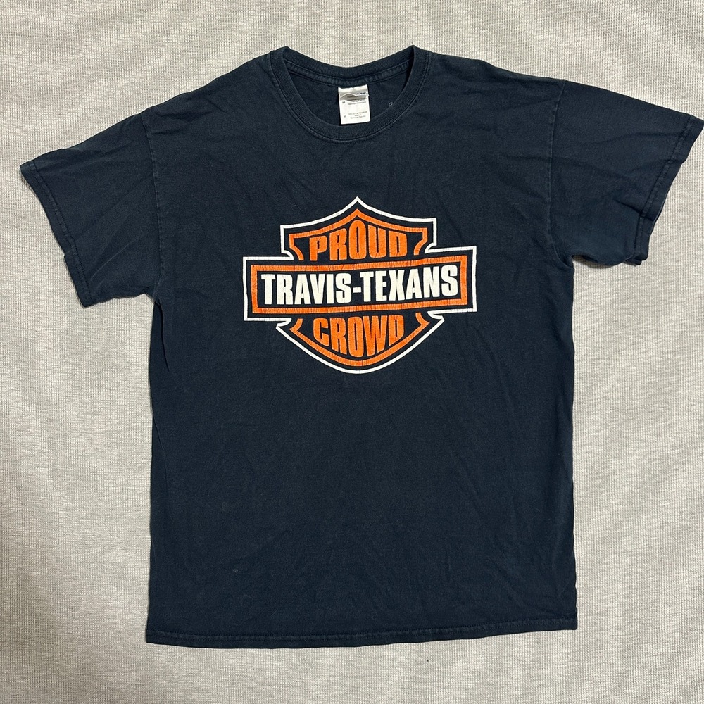 Proud Travis-Texans Crowd Graphic T-Shirt Black Mens Size Medium